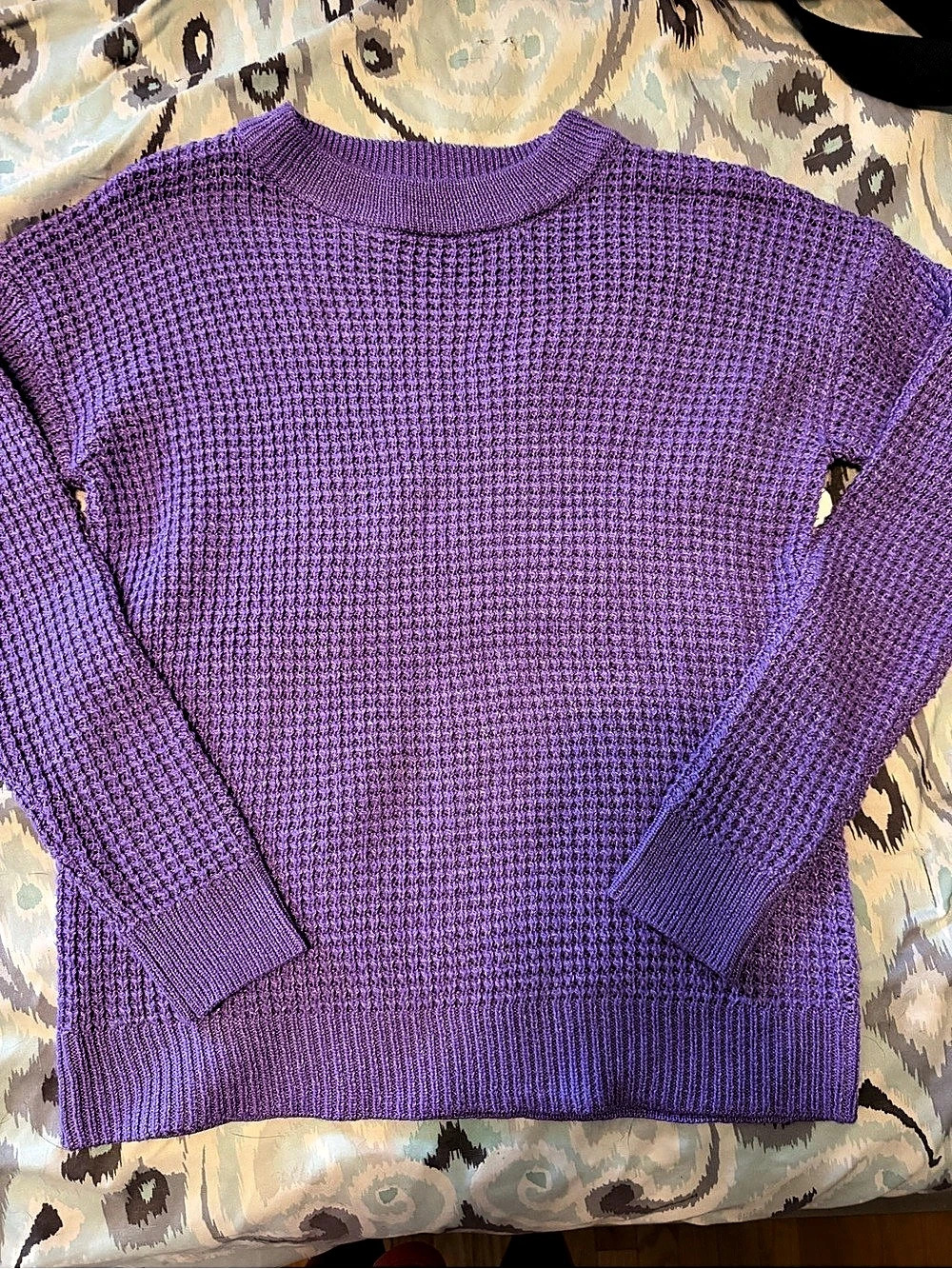 Time and Tru TT Waffle Sweater Purple Women’s Small